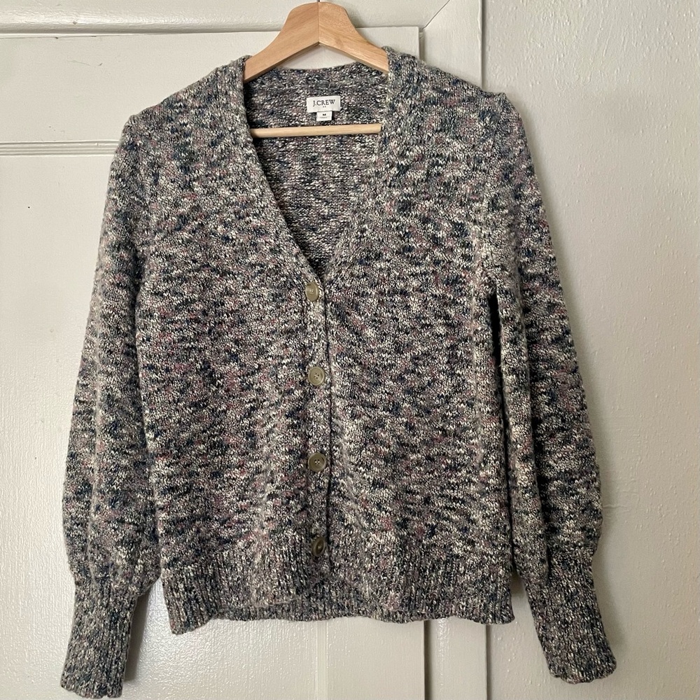 J.Crew Women's Textured Marled Blue & Pink Cardigan - Size Medium